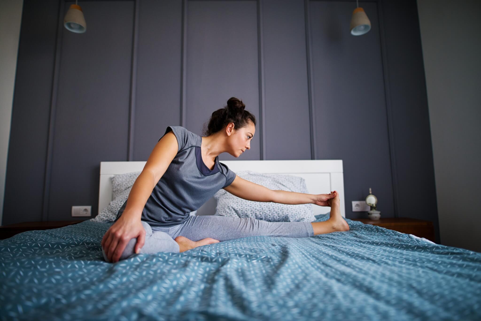 Woman stretching before bed